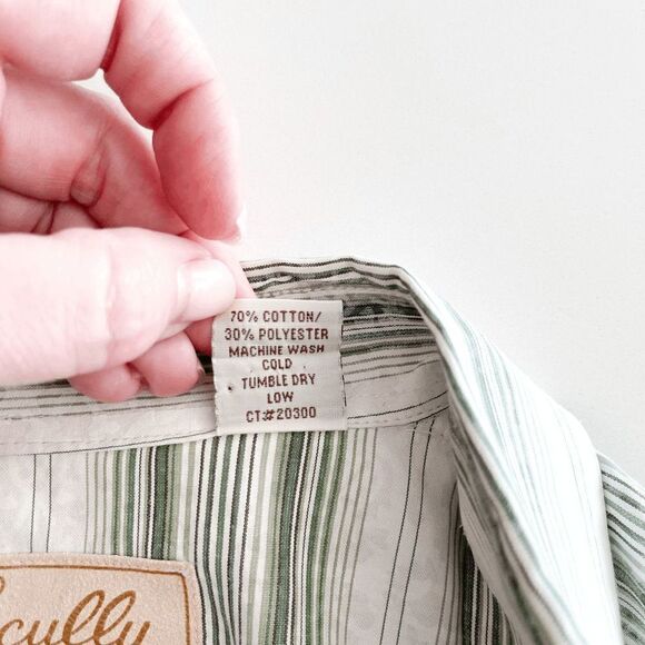 Scully Mens Western Dress Shirt Snap Up Long Sleeve Stripes Light Green Medium - Picture 5 of 8